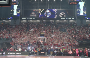Final Four 2026: Φωτογραφίες από το «ερυθρόλευκο» ΟΑΚΑ