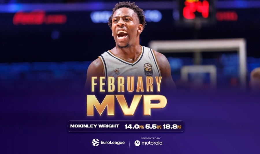 Ευρωλίγκα: MVP για τον μήνα Φεβρουάριο ο ΜακΚίνλεϊ Ράιτ της Dubai BC