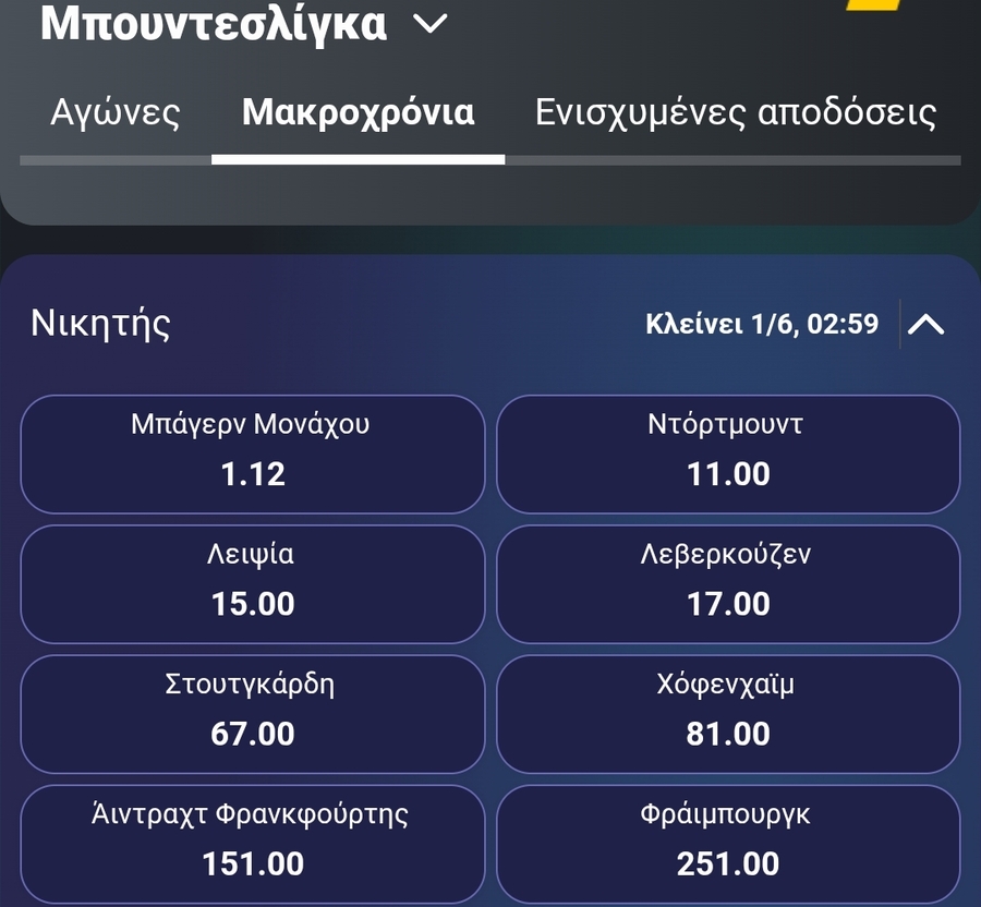 Μακροχρόνια Στοιχήματα - Προγνωστικά για Superleague και Top Πρωταθλήματα