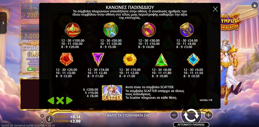 Φρουτάκι Gates of Olympus Super Scatter