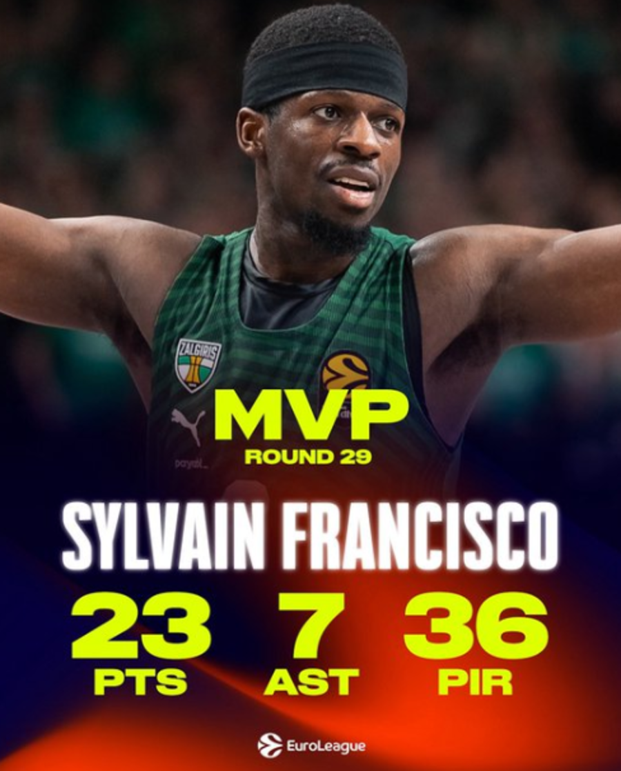 Euroleague: Πολυτιμότερος παίκτης της 29ης αγωνιστικής ο Φρανσίσκο