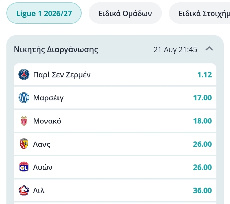 Μακροχρόνια Στοιχήματα - Προγνωστικά για Superleague και Top Πρωταθλήματα