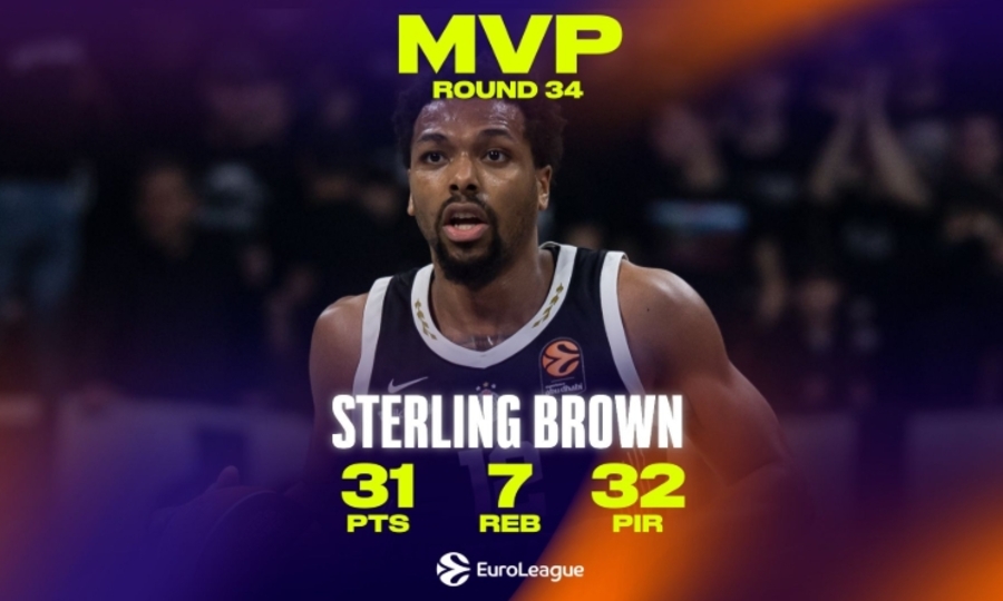 Ευρωλίγκα: MVP της 34ης αγωνιστικής ο Μπράουν