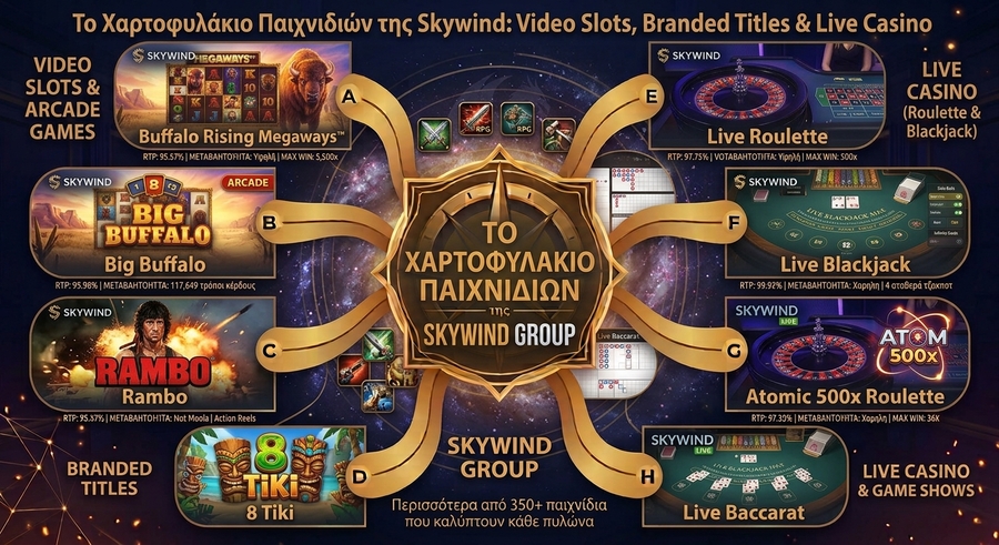 Skywind - Φρουτάκια & Παιχνίδια Live Casino